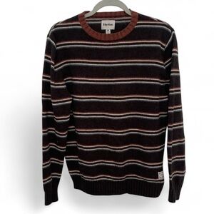 Rhythm. Dark Brown Striped Wool Blend Pullover Sweater